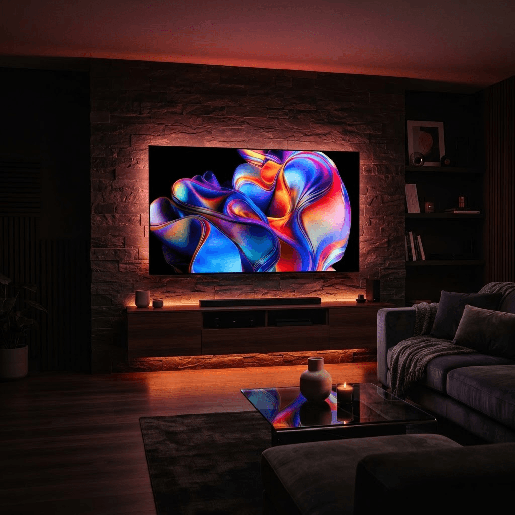 Fernseher im Wohnzimmer als Symbolbild für IPTV auf einem Formuler Receiver