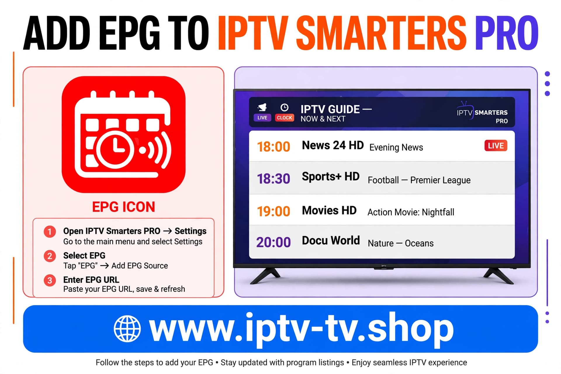 EPG-Quelle in den Einstellungen von IPTV Smarters Pro hinzufügen