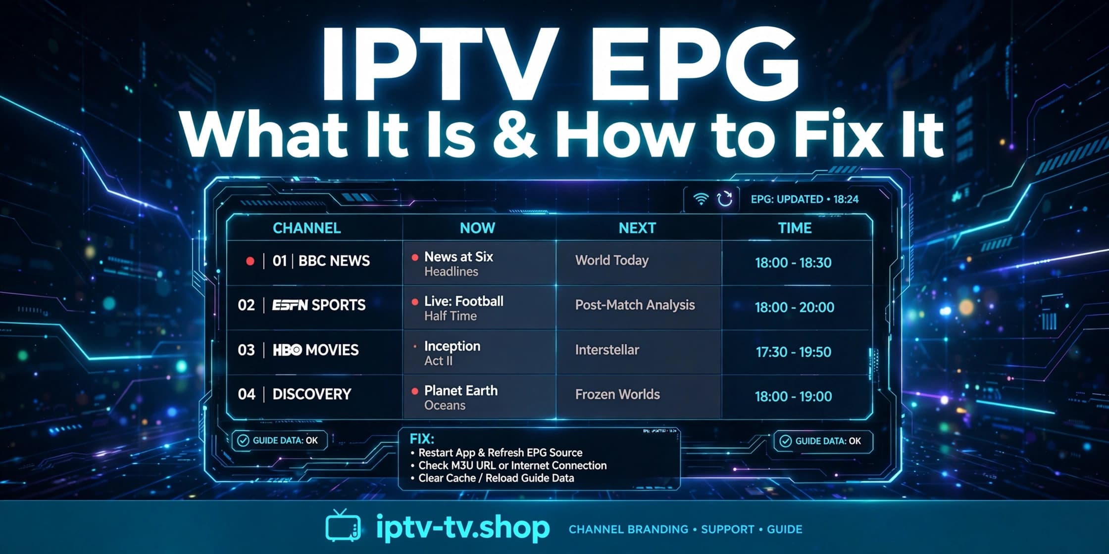 Elektronischer Programmführer mit aktueller und kommender Sendung in IPTV Smarters Pro